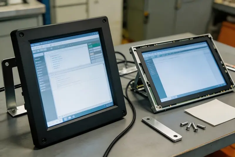 Industrial panel mount monitor versus open frame monitor Industrial panel mount monitor and open frame monitor comparison