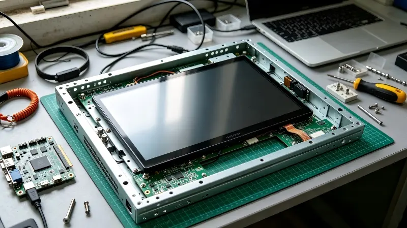 Open frame touch monitor integrated with edge AI inference board custom open frame touch monitor for AI hardware integration
