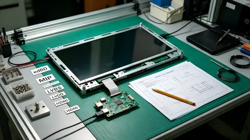 Custom driver board bridging eDP signal to LCD panel driver board signal matching for edge AI open frame monitor