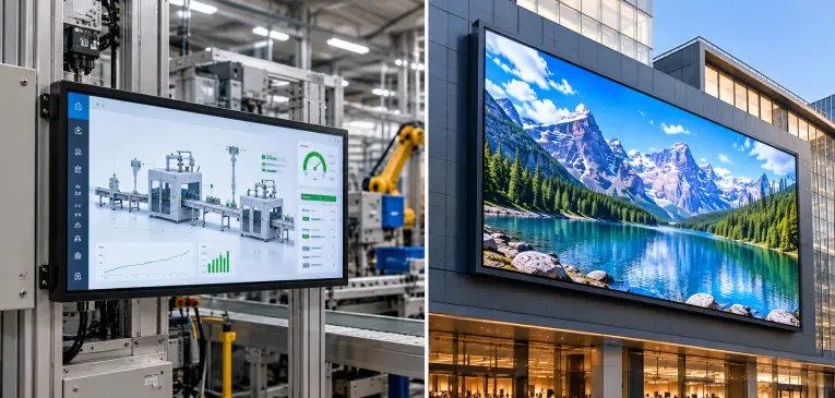 Industrial LCD display physics compared with LED backlit LCD and direct view LED display