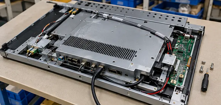 Industrial LCD display physics integrated with industrial enclosure thermal design and quality inspection
