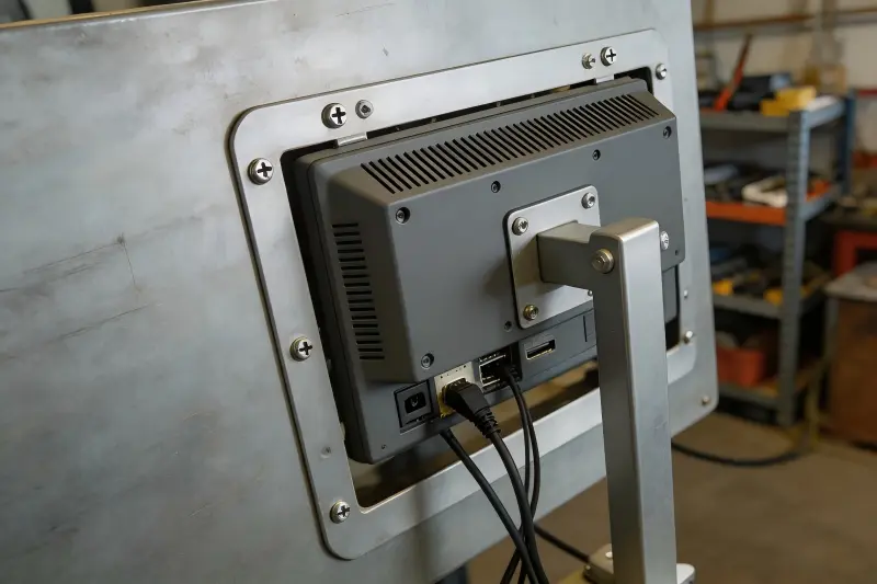 Industrial panel mount monitor cutout and mounting brackets Industrial panel mount monitor bezel brackets and panel cutout