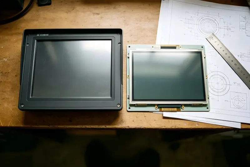 Side-by-side comparison of panel mount and open frame monitor mounting methods panel mount vs open frame monitor comparison
